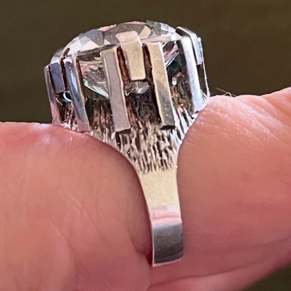 WOW! 1970’s Orneus Guldsmeds Sweden Handmade Sterling Silver Rock Crystal Ring 7 - Picture 2 of 11